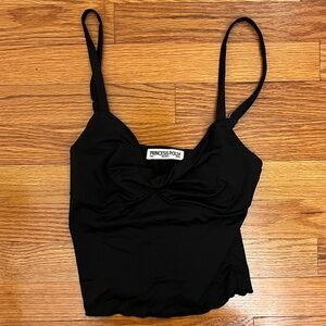 Princess Polly Women's Black cross tie Tank Top